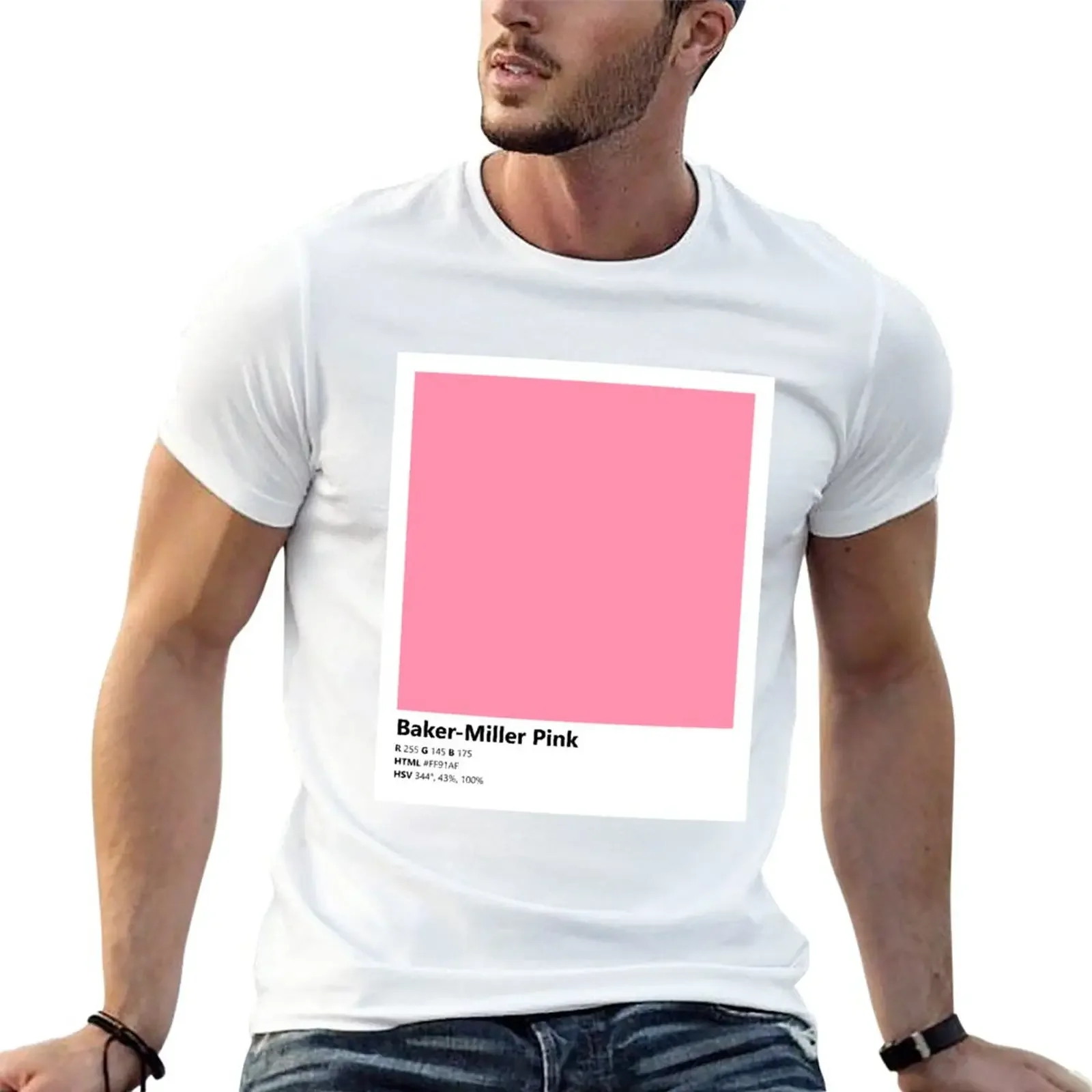 Colore Swatch/Card (Baker-Miller Pink) T-Shirt Blanks Abbigliamento Vintage Taglie Forti Camicie Da Allenamento Per Uomo