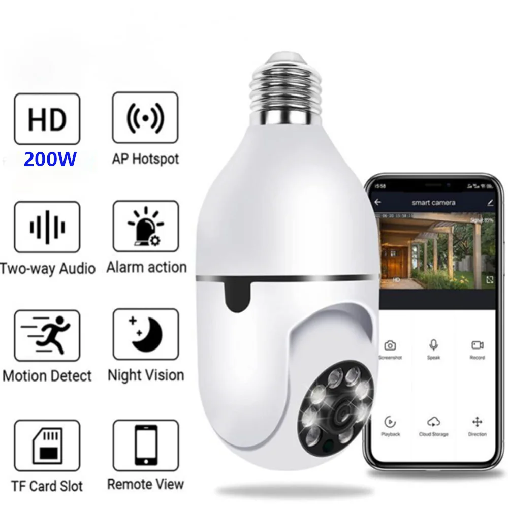 24GWifiBlubLEDlightCamera200wRemotemonitoringNightvision