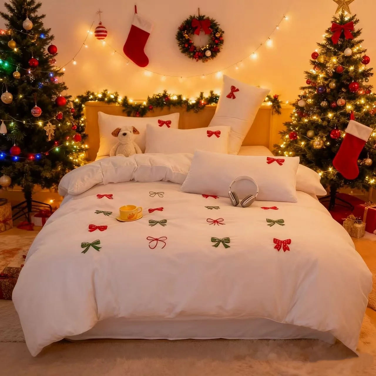 3 Piece Sheet Set Chut bowknot embroidery duvet cover Set ??Christmas decoration comfortable Bedding Set Bedspread for All Season Sa4688d8f87314b8f97ecbcfaa38a8d22j