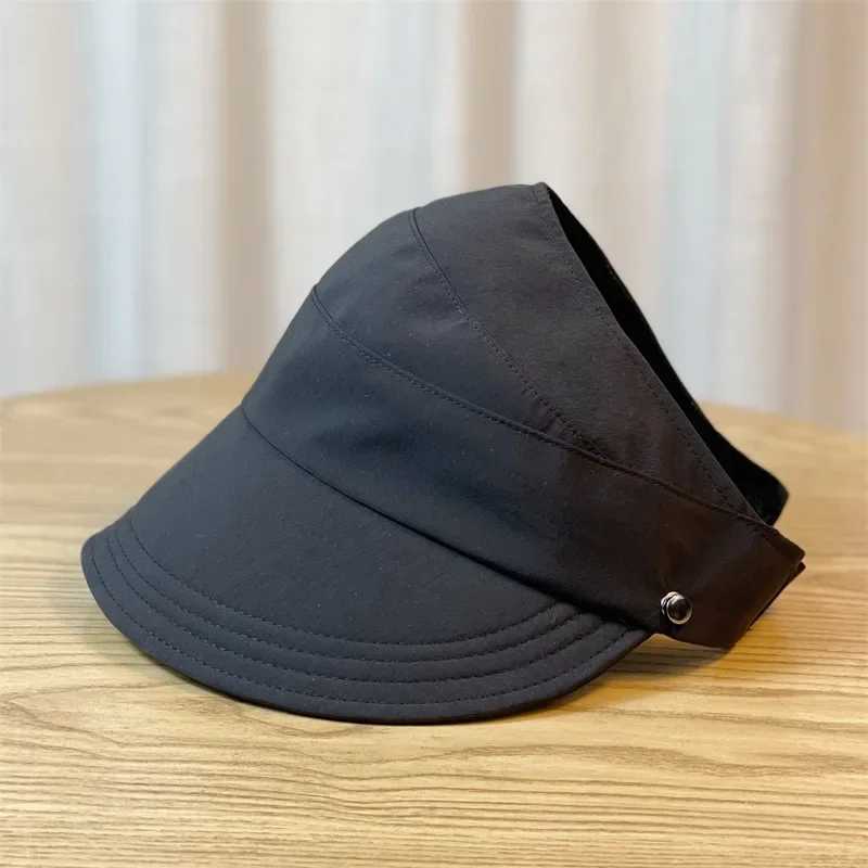 Hot Sale Summer Visors Empty Top Wide Women Anti UV Sunscreen Bucket Female Sun Protection Casual Beach Cap Fisherman Hat Outdoor_mkmklike.com