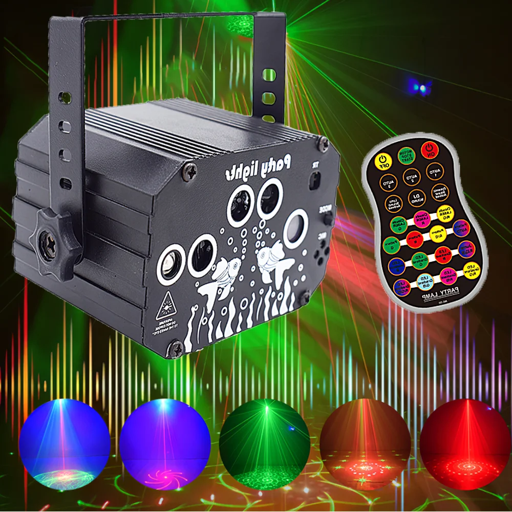 128 Patterns Laser Projector Light Voice Control Rgb Strobe Effect
