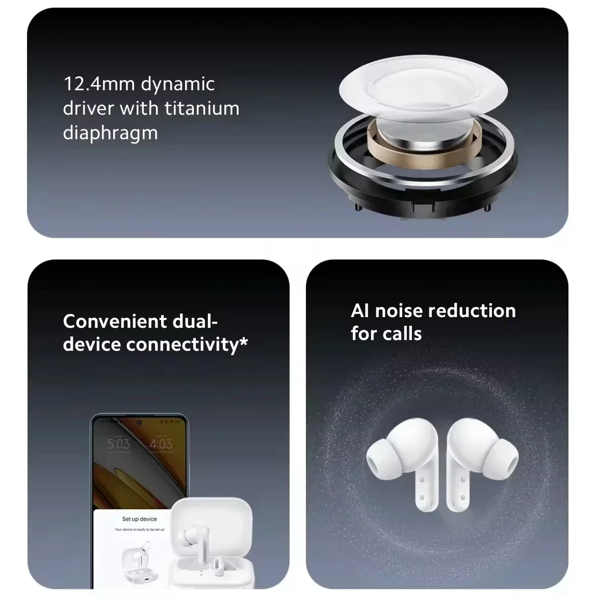 Original Xiaomi Redmi Buds 5 TWS Earphones ANC Noise Reduction Bluetooth 5.3 40H Battery Life Mic Gaming Sports Earphones 3