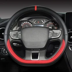 Premium Microfiber Leather D - Shape Steering Wheel Cover - 38cm (Red)