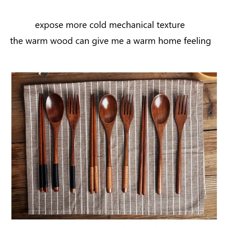 Wooden Spoon Fork Chopsticks Cutlery Set Storage Bags Japanese Style Lunch Utensil Case Reusable Ooden Travel Cutlery Cutlery Set Picnic Cutlery Set Picnic Tableware Camping Cutlery Set Wooden Cutlery Set