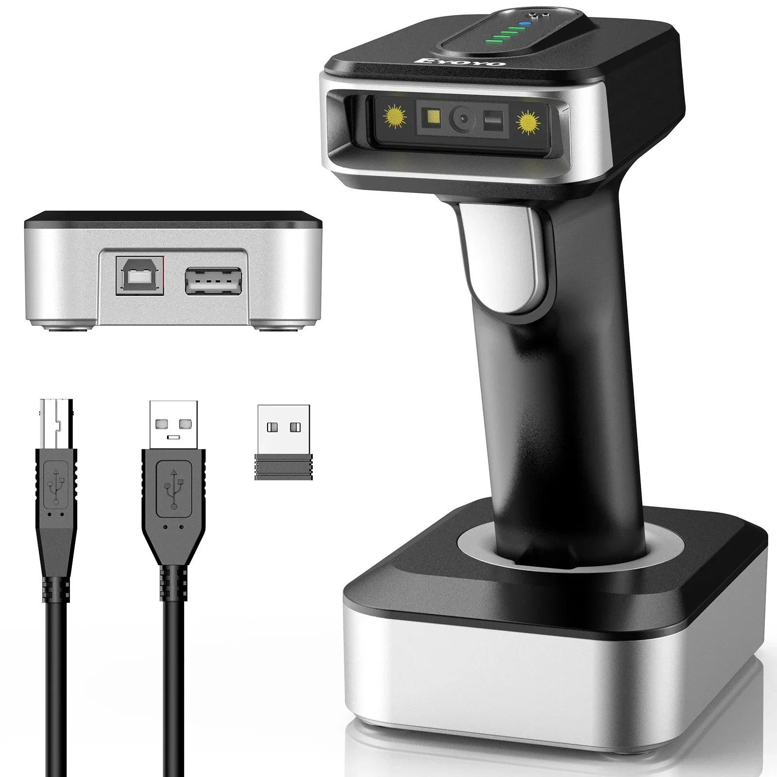 

Eyoyo Barcode Scanner 2D Auto-sensing Screen Scanning 1D Bluetooth Bar Code Reader 2500mAh Power for Payment Warehouse Library