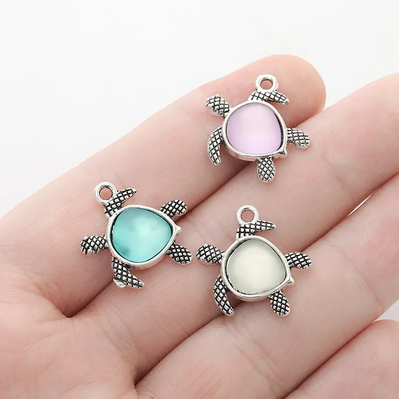 

WZNB 10Pcs Ethnic Tribe Crystal Turtle Charms Alloy Pendant for Jewelry Making Handmade Earring Necklace Diy Accessories
