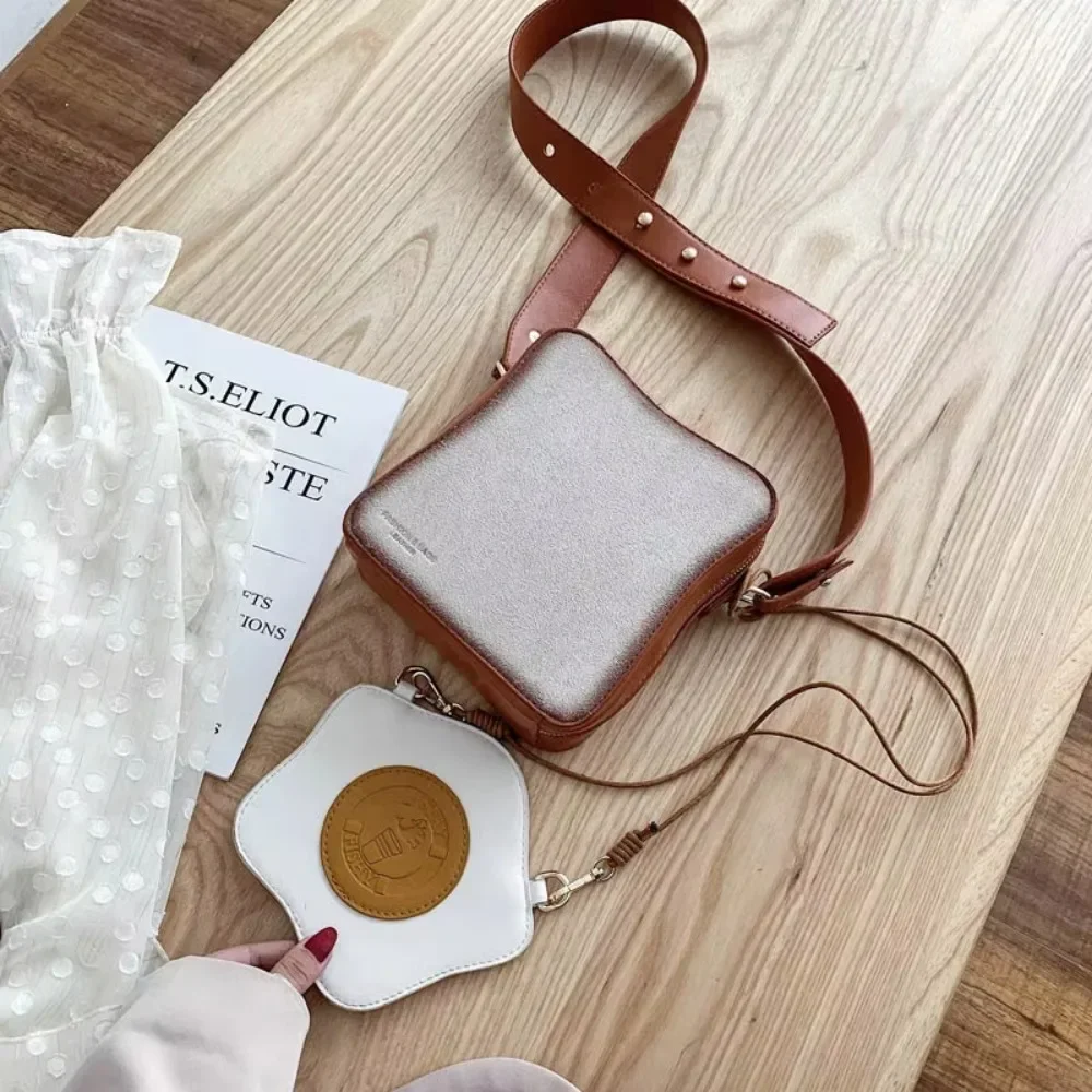 Fun Toast Design Crossbody Bag Pu Leather Fashion Women Purses and Handbags Girl's Shoulder Bag Female Clutch Bag 2024 New