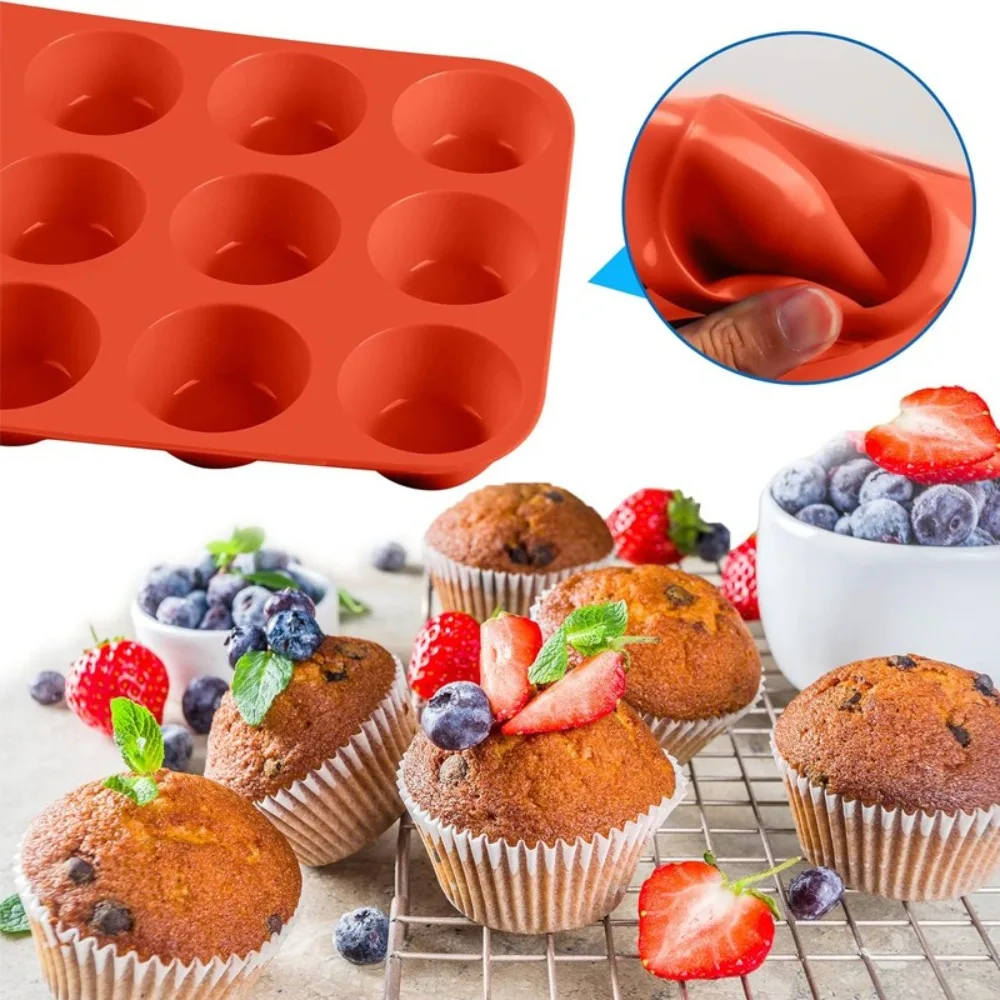 Durable Round 12 Holes Silicone Cupcakes Mold Non Stick DIY Baking Mold Soap Chocolate Muffin Baking Pan Baking Tools