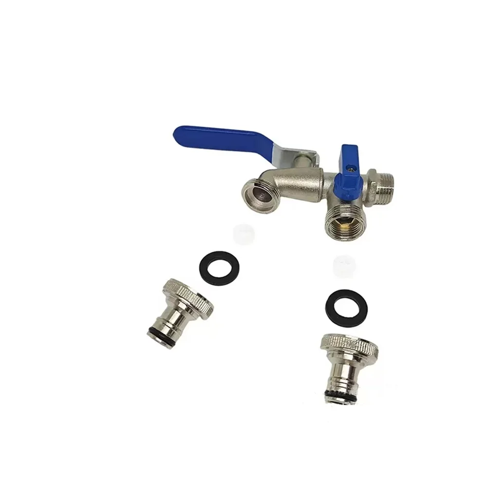 Water Faucet Adapter 1/2" 3/4" Zinc Alloy Faucet Water Splitter Water Connection Adapter Outdoor Switch Garden Irrigation Pipe Connector Faucet