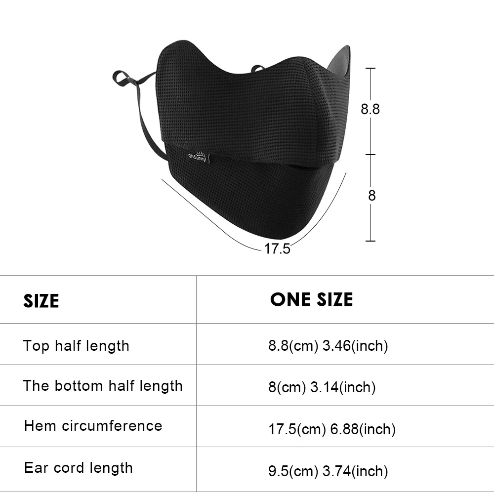 OhSunny Winter Warm Face Cover New Solid Color Waffle Pattern 3D Design Mouth Open Masks Windproof Anti-UV UPF50+