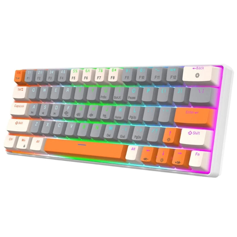 

V500 Mechanical Gaming Keyboard Adjustable Backlit Multi Function Keys 63 Key