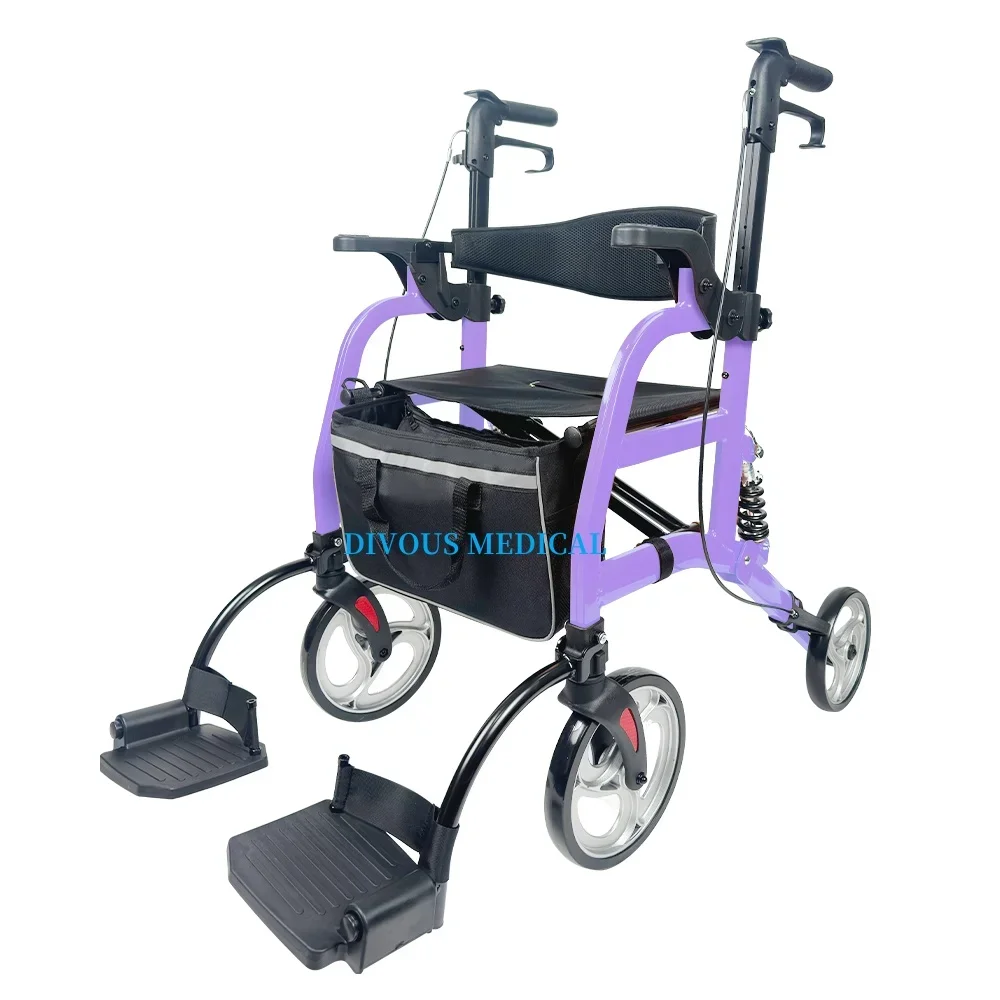 New 4 Wheels Folding Wheelchair Rollator For Elderly People Foldable Rehabilitation Walkers for Disabled Adults