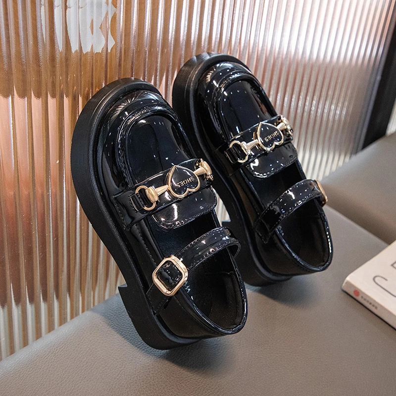 Girls Leather Shoes for Party Wedding Children Black Performance Shoes Thick Bottom Fashion Kids Princess Mary Jane Shoes 6