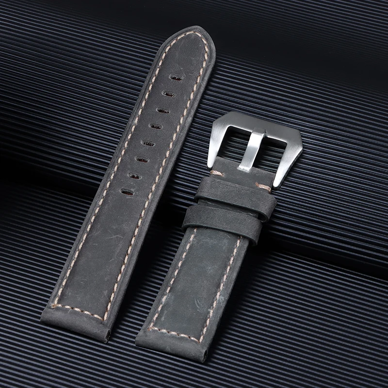 Dark Brown Crazy Horse Leather Watch Strap – Genuine Leather Belt