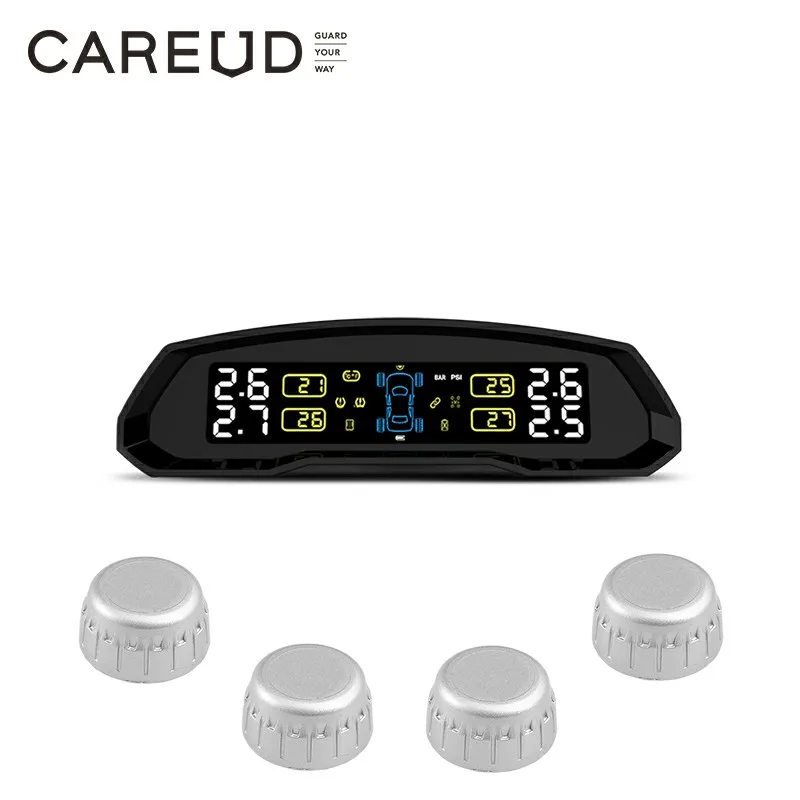 Car TPMS tire pressure monitoring system solar type monitor with 4pcs external sensors