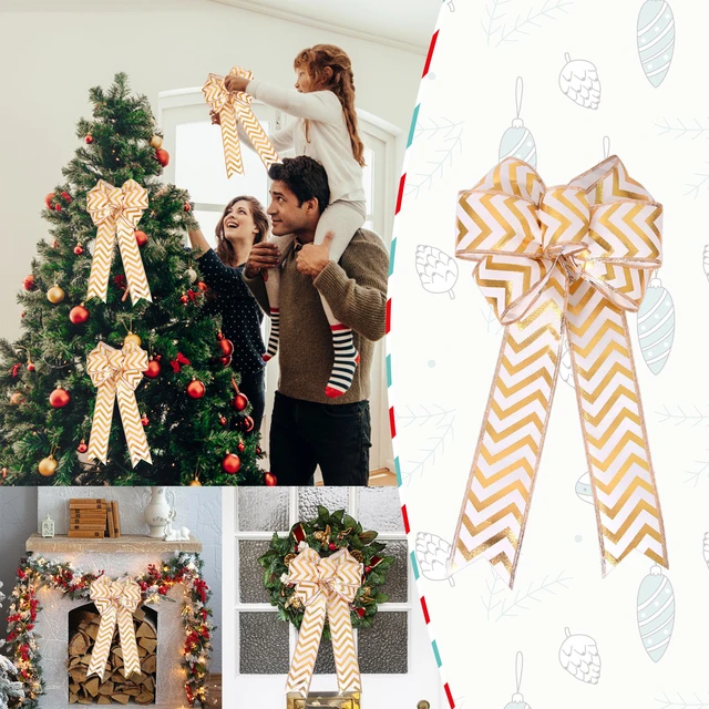 Red Gold Bows Christmas Tree  Large Gold Bow Christmas Tree - Large Bows  New Year - Aliexpress