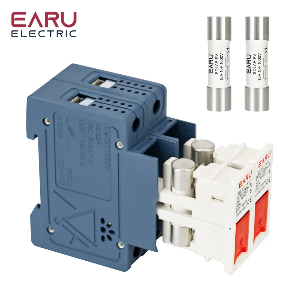 Description Picture 5 of itemOne Set 2P DC Fuse Holder 10*38mm High Voltage Solar PV 1000V 6A-32A Base Photovoltaic System Protection Protector gpV Parallel