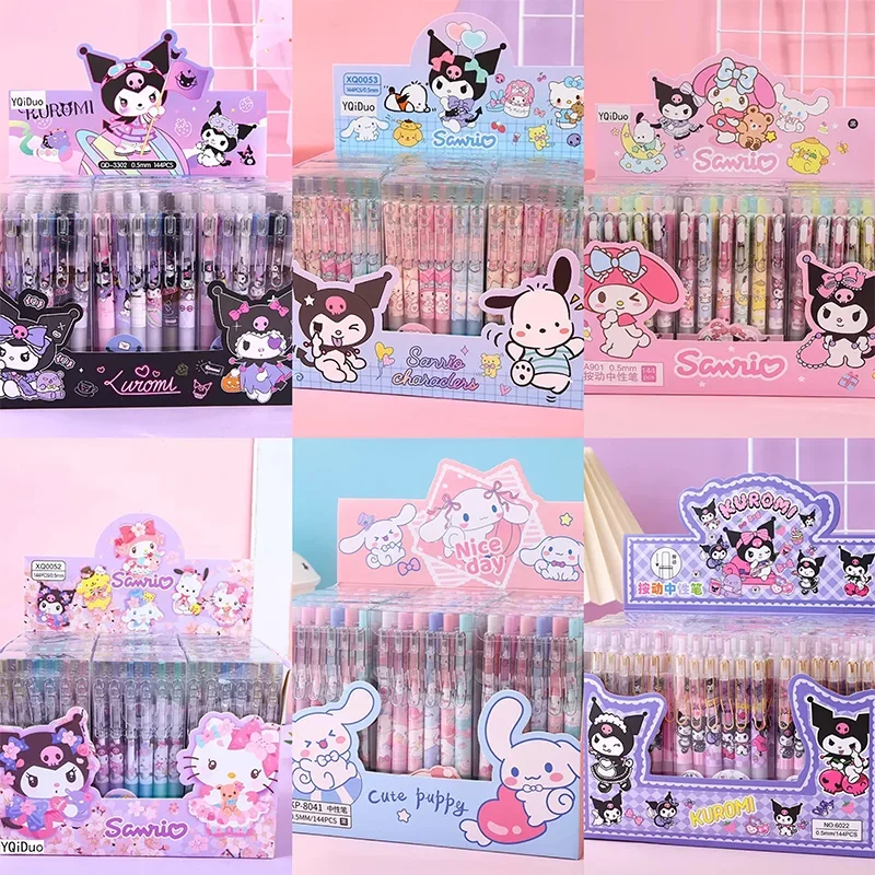 Sanurgente-Stylos gel à base d'eau, Kuromi, Hello Kitty, Melody, Cute Boxed souhaits, Signature Pen for Office, Staacquersing Wholesale, 12PCs