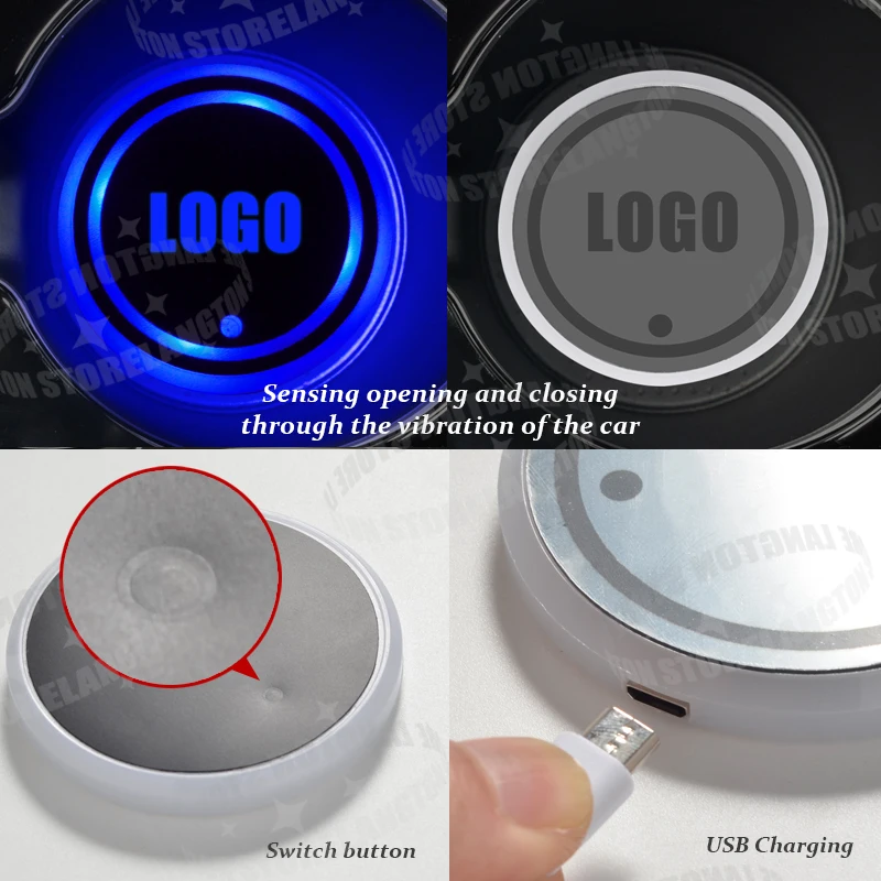 퓨전 트랜짓 커스텀 캠핑카 밴 mk6 mk7 로고 자동차, USB 컬러 워터 코스터 자동차 인테리어 앰비언스 조명 매트 장식