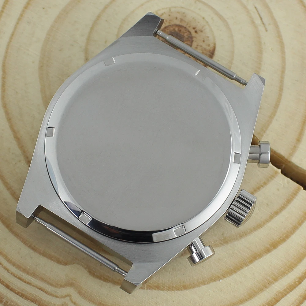 Enhanced Stainless Steel Waterproof Watch Case - 46mm, Brushed & Polished Finish, DIY Watchmaking Accessories, Fits 37-38mm Dials