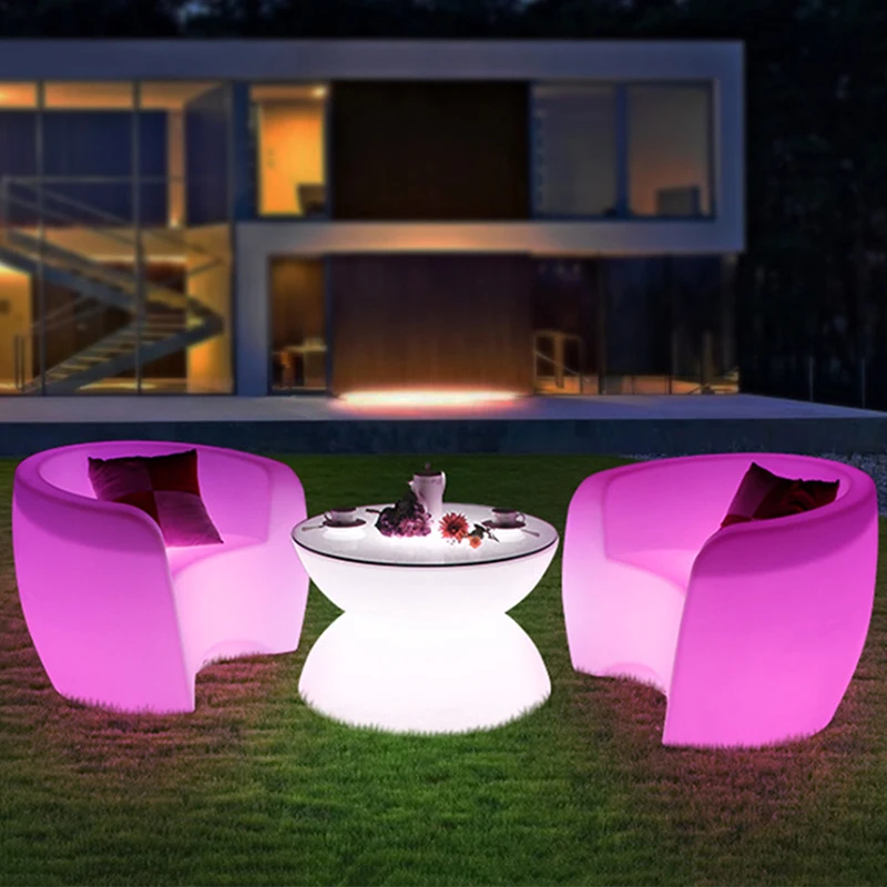 Luminous Round Coffee Table D80*22cm Household Glowing Center Tables Luxury Living Room Side Table Upholstery LED Furniture