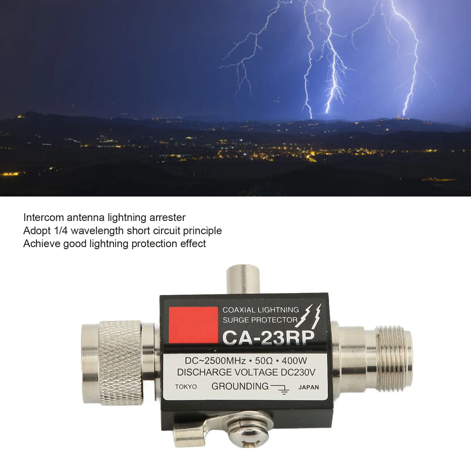 CA-23RP 400W Surge Arrester Male to Female Surge Protector for Walkie Talkie Antenna