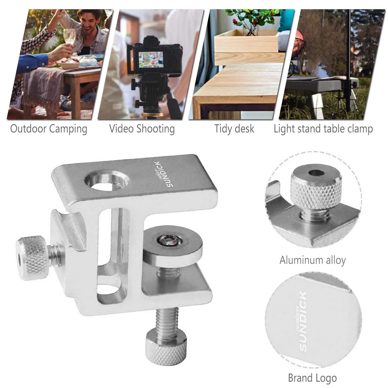 Portable Camping Light Pole & Desk Clip Outdoor Aluminum Alloy Bracket - Adjustable Height Camp Light Stand for Outdoor Camping