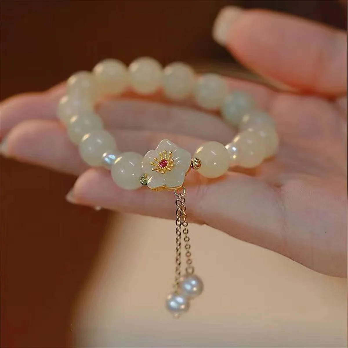 Pearl beaded Bracelet / Flower bead Bracelets for women - Shop