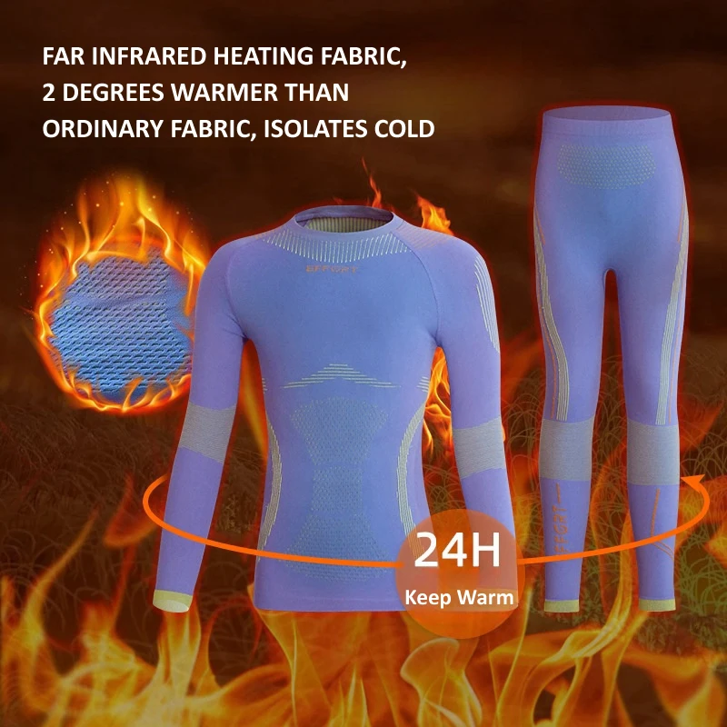 Kids Ski Thermal Underwear Set Perspiration Compression Boys Girls Winter Outdoor Sports Tracksuit Quick Dry Breathable Seamless 2