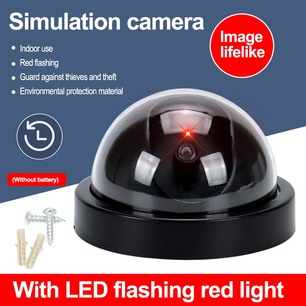 

Wireless Dummy Fake Dome Camera Red Flashing LED Light Dummy CCTV Security Camera Home Office Surveillance Security System