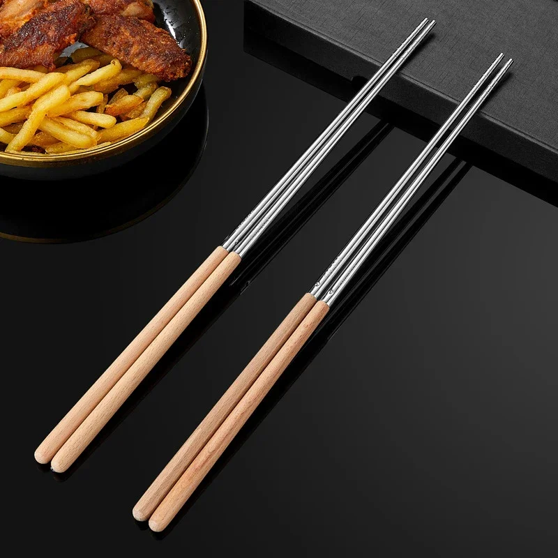Stainless steel chopsticks long cook noodles deep fried hot pot Chinese reusable metal tableware