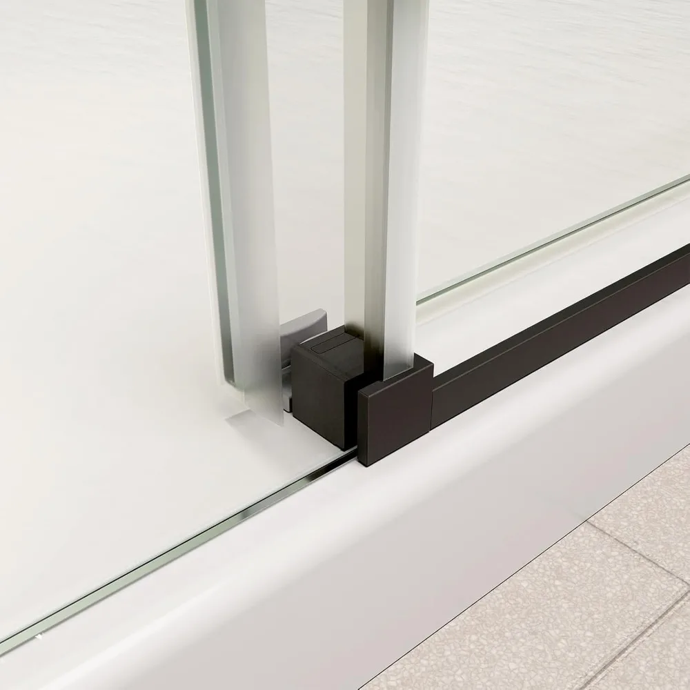Shower Door, 56-60 in. W X 74 in. H, Frameless Sliding, Reversible Installation, Clear SGCC Tempered Glass, Bathroom Shower Door 6