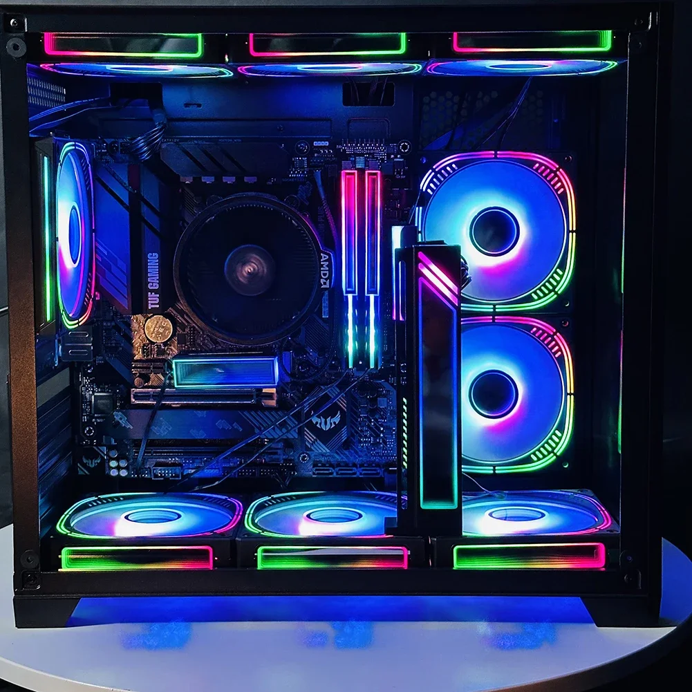 ARGB CPU 냉각 선풍기 지지대, 조정 가능, 5V, 3 핀 비디오 카드홀더 브래킷, 데스크톱 컴퓨터용 낙하 방지 마그네틱 미끄럼 방지 베이스