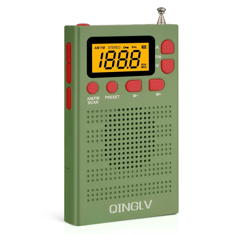 휴대용 라디오 미니 AM FM 날씨 라디오 플레이어 LCD 화면 이어폰 잭이 있는 디지털 포켓 라디오
