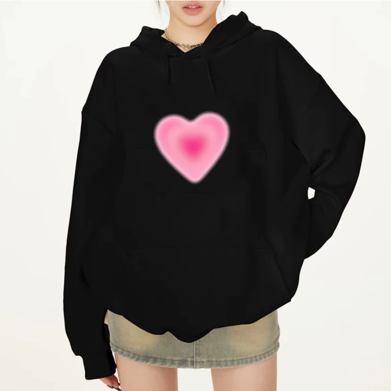 

Sweet Fashion Vintage Hoodie Funny Graphic Heart Pullover Y2k Girls Women Sweatshirt Casual Pocket Hooded Shirts