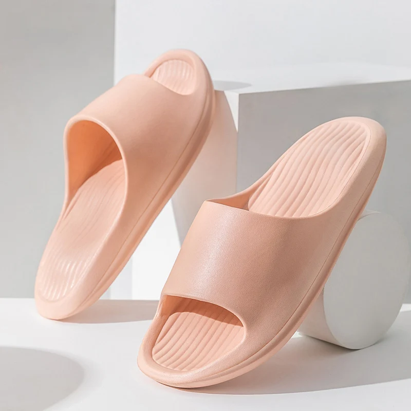 House Slippers expensive Summer EVA Ligh Couple Slippers Women Solid Color Non-slip Bathroom Slides Woman Comfort Soft Bottom Home Slippers Ladies 2022 house slippers baby	 House Slippers