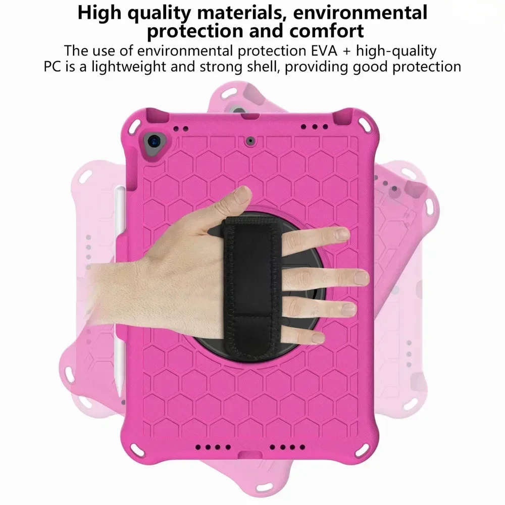 Durable Shockproof EVA Hand Strap Case for iPad – Kids Friendly