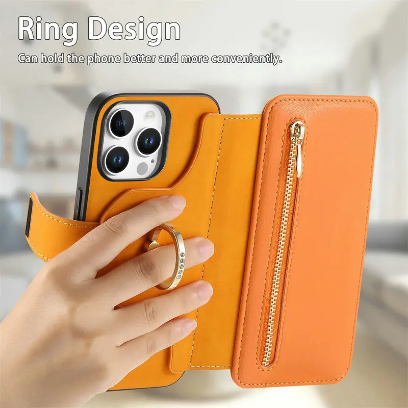 Premium Realme Leather Wallet Case - Detachable 2-in-1 Design with MagSafe Compatibility