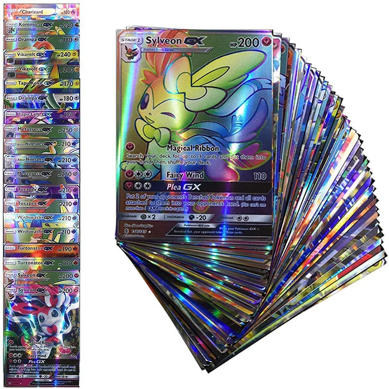 54-64Pcs Pokemon Shining English Cards V Vmax Gx Tag Team Energy Table Game Battle Carte Trading Giocattoli Per Bambini Collezione Regali