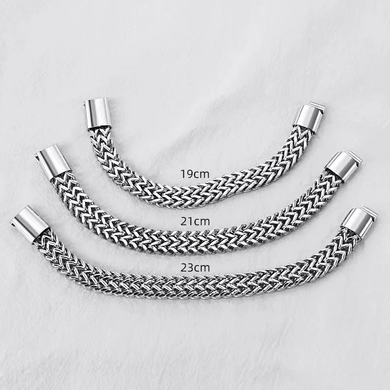 High End Hip-hop Stainless Steel Bracelet for Men, Woven Double Row, Simple and Dominant Cuban Titanium Steel  Bracelet