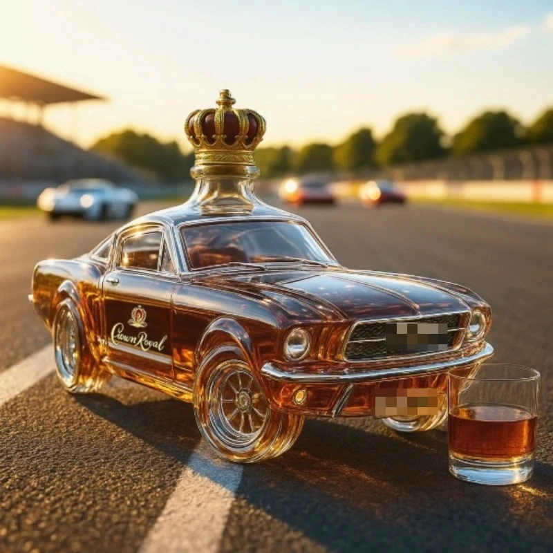 Hot Sale Modern Design Auto Whiskey Bottle Transparent Whisky Bottle Police Small Car Shaped Pattern Seal Empty Glass Decanter