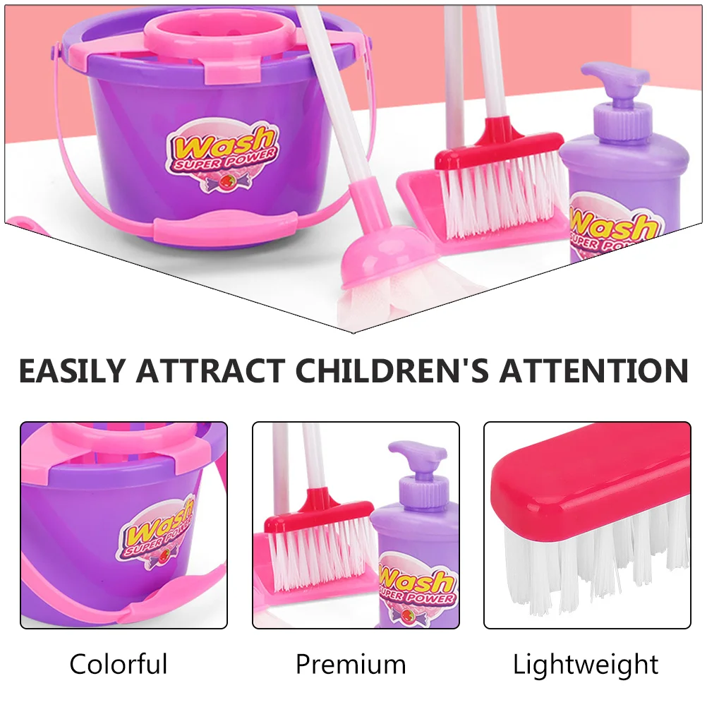 7 Pcs Cleaning Mopping Set Creative Toys Sweeping Kit Children’s Broom Small Plastic Tool Playthings 3