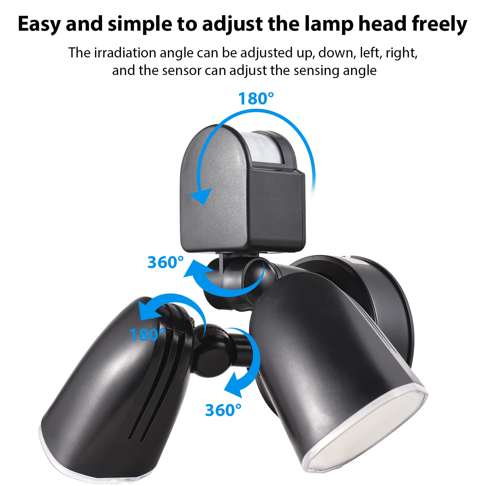 Motion Sensor Lights 2-Head Wall Light with Infrared Induction LED Light IP65 Waterproof 6000K Outdoor Sports Courtyard