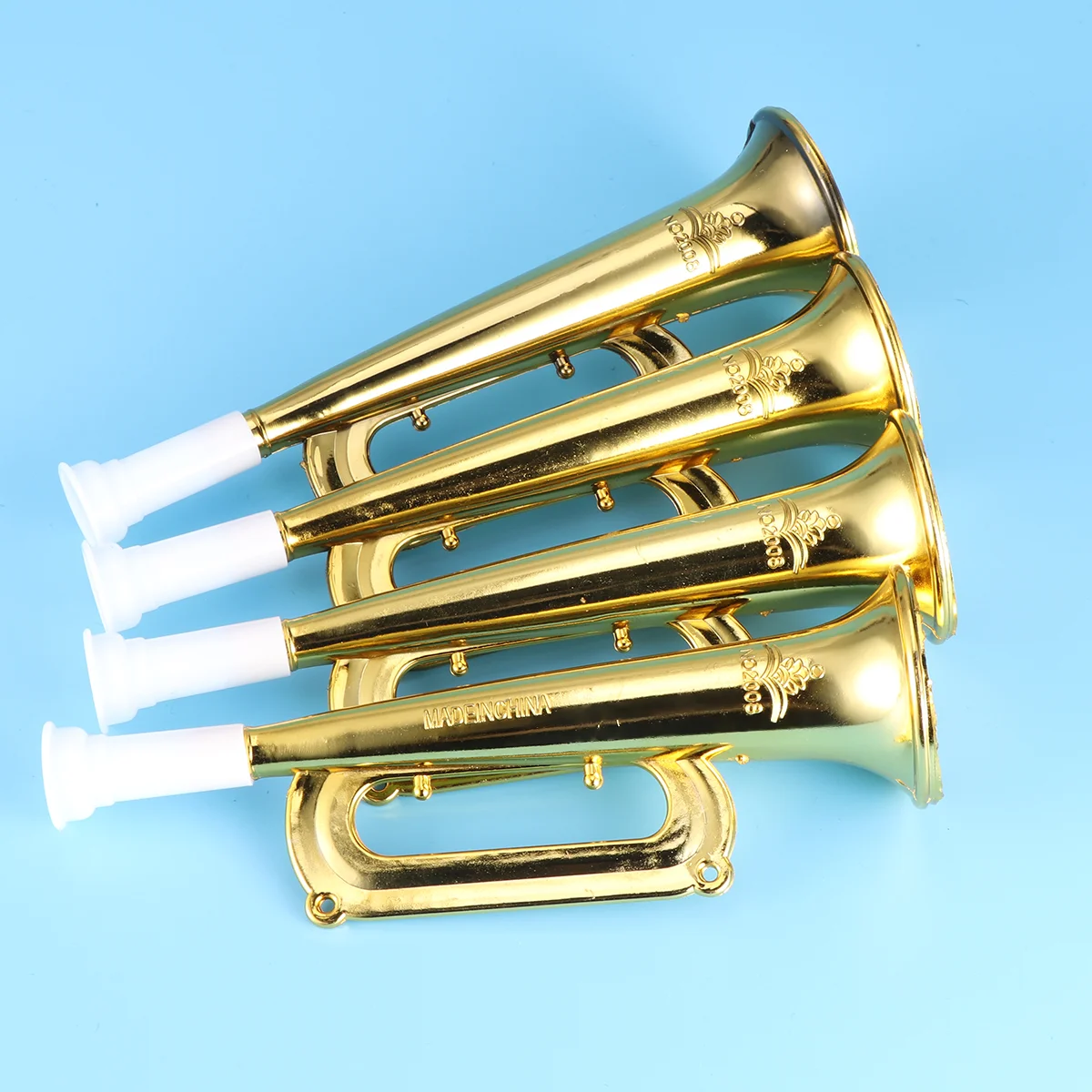 12pcs Plastic Trumpet Noise Maker Kids Toys Cheerleader Football Match Cheering Props Birthday Party Favor Gift (Golden)
