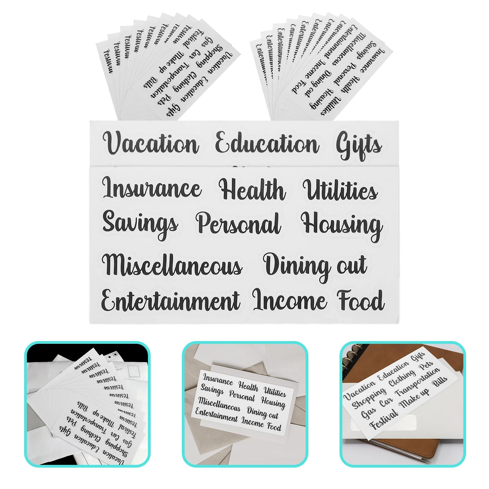 

10 Sets Cash Budget Sticker Daily Use Label Supply Labels Household Compact Envelope Pvc Self-adhesive Portable Classifying