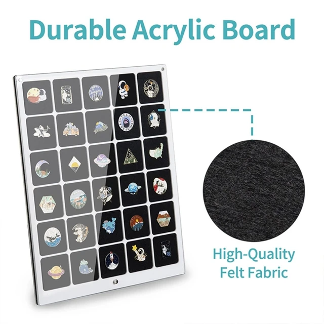 2 Pezzi Espositore Da Parete Per Spille E Distintivi - Banner In Tela Per Collezioni (Nero)