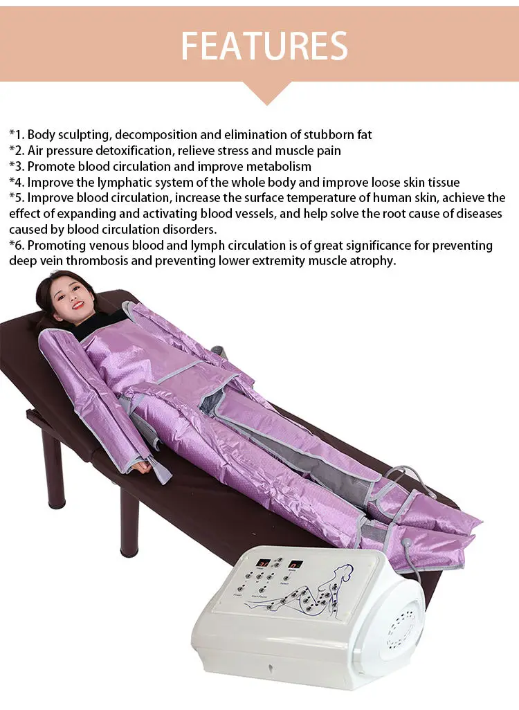 Professional Pressotherapy Machine Air Lymphatic Massage Device for Arms Shoulders Belly Legs Waist And Foot Pump