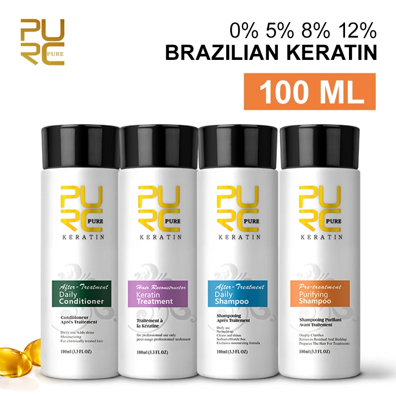 PURC Brazilian Keratin Hair Treatment Straightening Smoothing Keratin Repair Curly Shampoo Keratin Hair Care Product 5% 8% 12% purc hair shampoo biotin hair oil and conditioner set smoothing hair scalp treatment for men women hair care
