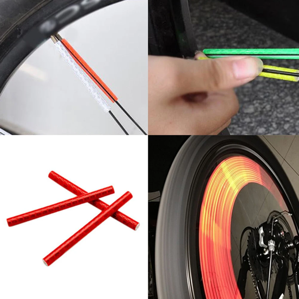 12Pcs Bike Wheel Spoke Reflective Clip Cycling Safety Warning Strip Tube Road Mountain MTB Wheel Spoke Light Bicycle Accessories bike accessories