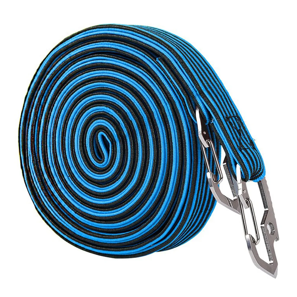 

Плоский эластичный шнур с крючком, для мотоцикла, велосипеда, чемодана, веревка с фиксированным ремешком, синий шнур, 2 м